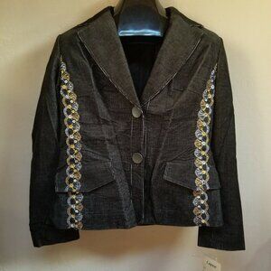 Lapis Womens Large Embellished Sequin Two-Button Corduroy Blazer Jacket New
